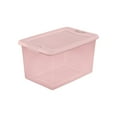 thumbnail image 1 of Sterilite 64 Qt. Clear Plastic Latching Box, Pink Latches with Pink Lid, 1 of 4
