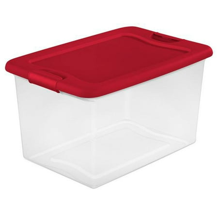 Sterilite 64 Qt. Clear Plastic Latching Lid Storage Container Tote, 6 Pack