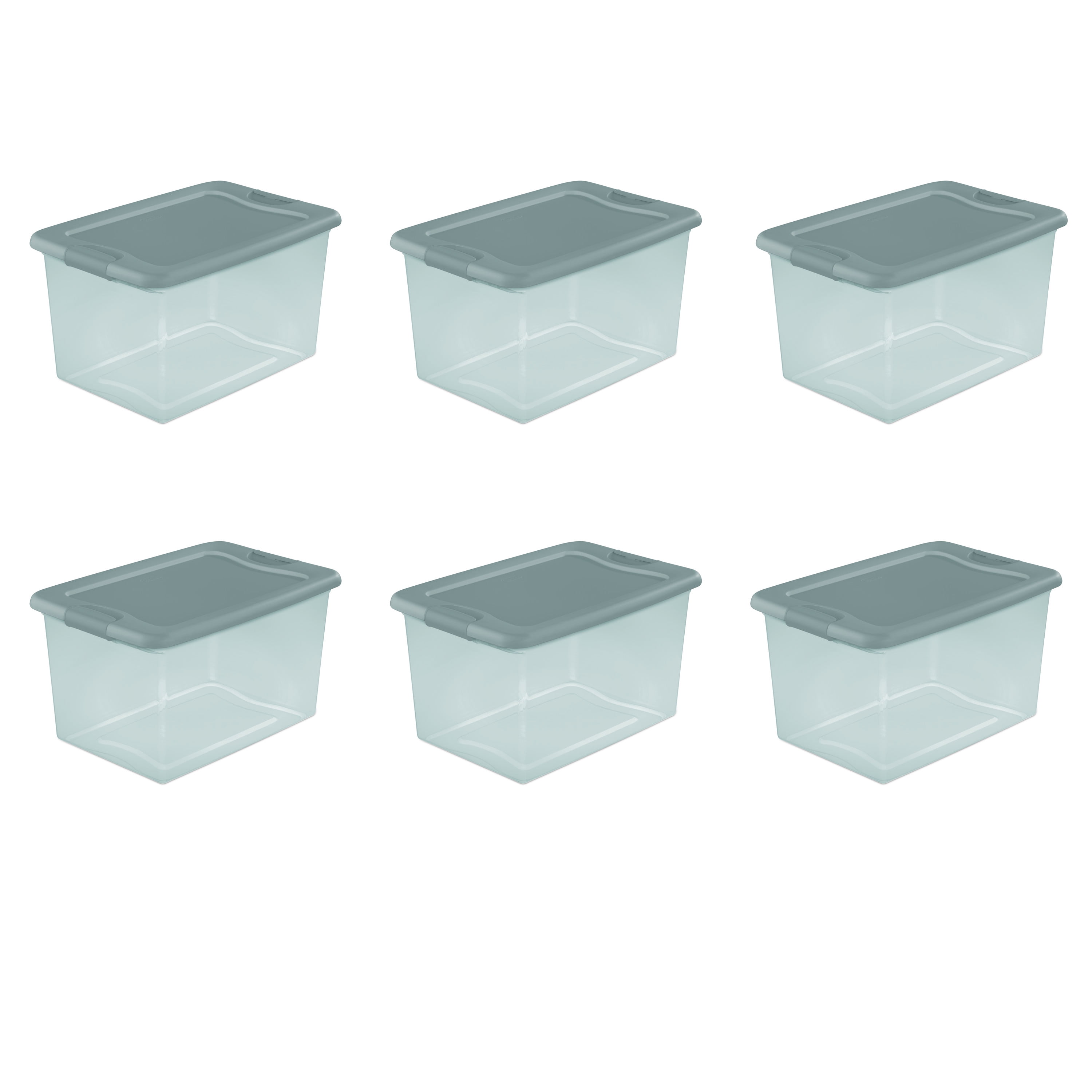 64 Qt Latching Box Plastic Bin Organizer Shop Storage Containers Tote Set  of 6