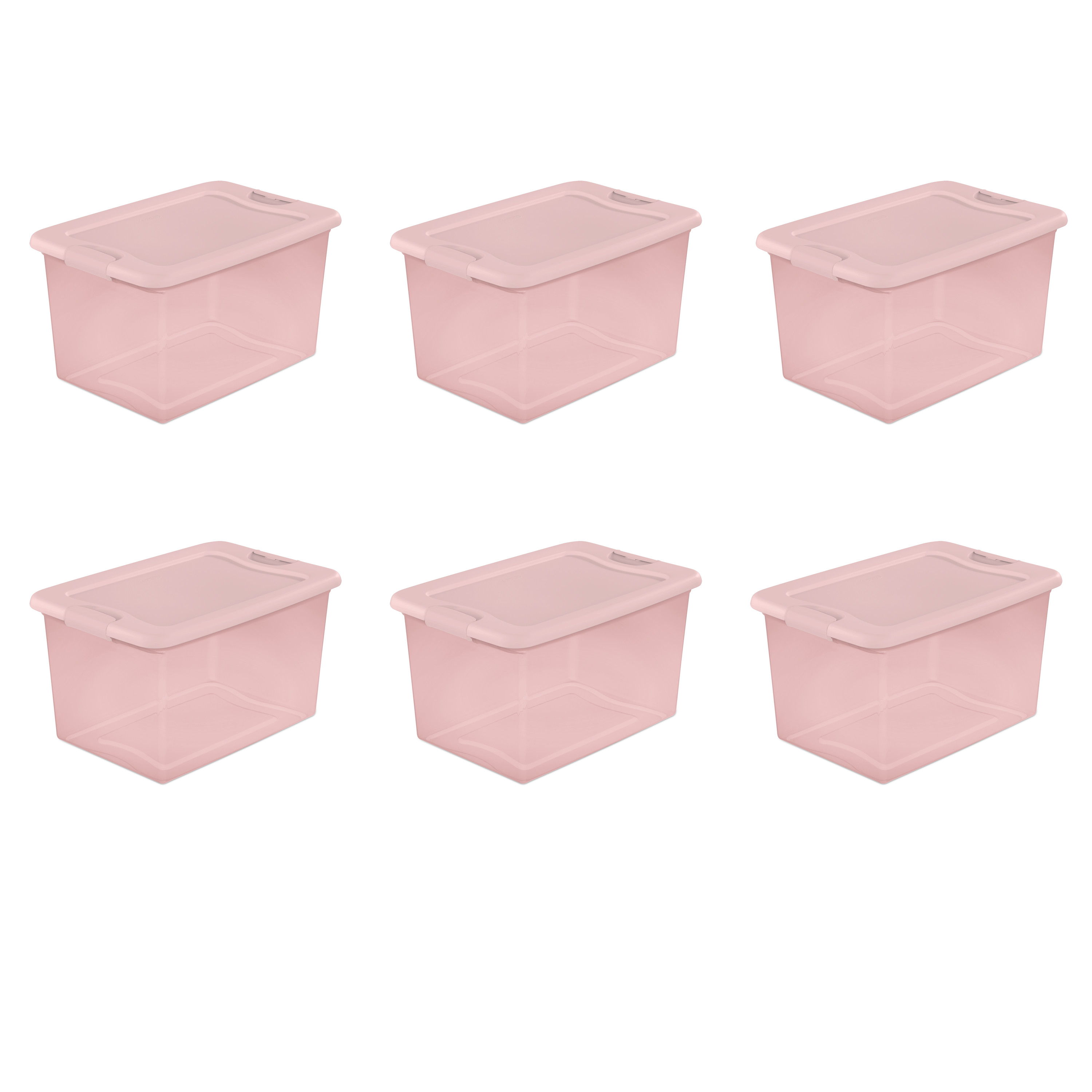Sterilite 64 Qt. Latching Box Plastic, Blush Pink Tint, Set of 6 - image 1 of 5