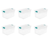 Sterilite 64 Qt. Latching Box Plastic, White, Set of 6