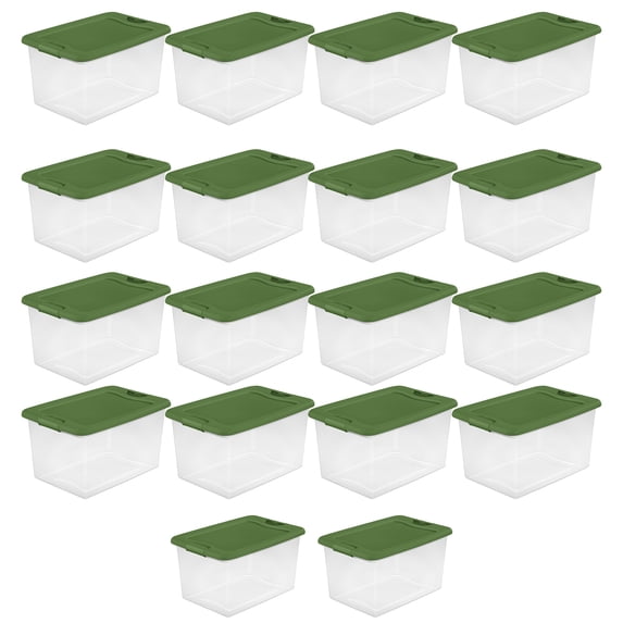 Sterilite 64 Qt Latching Clear Plastic Holiday Storage Container, (18 Pack)