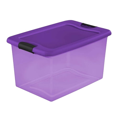 Sterilite 64 Qt Latching Plastic Stacking Storage Bin Purple