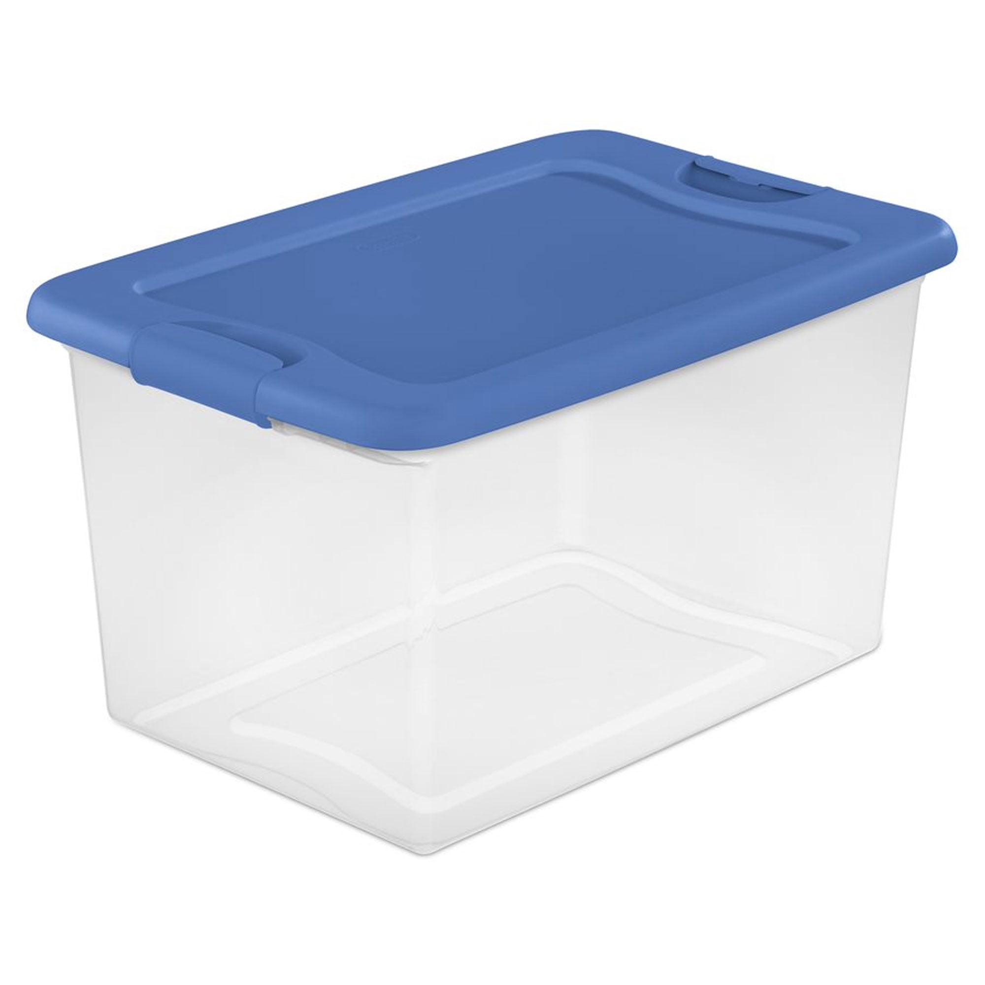Sterilite 64 Quart Clear Plastic Latching Storage Container, Blue