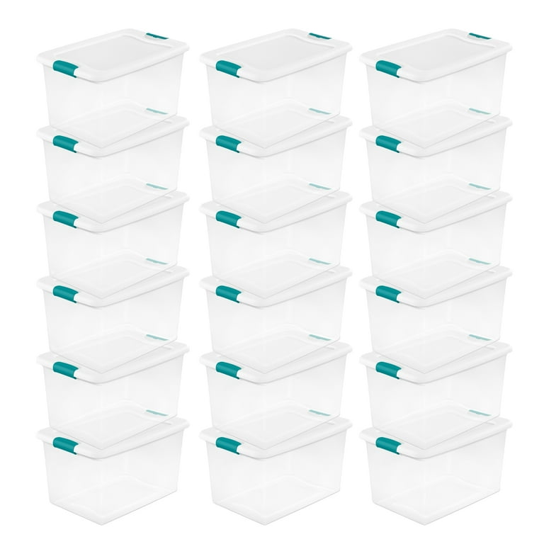 Sterilite 64 Qt Clear Plastic Stackable Storage Bin w/ White Latch Lid, (6  Pack) 842372118965