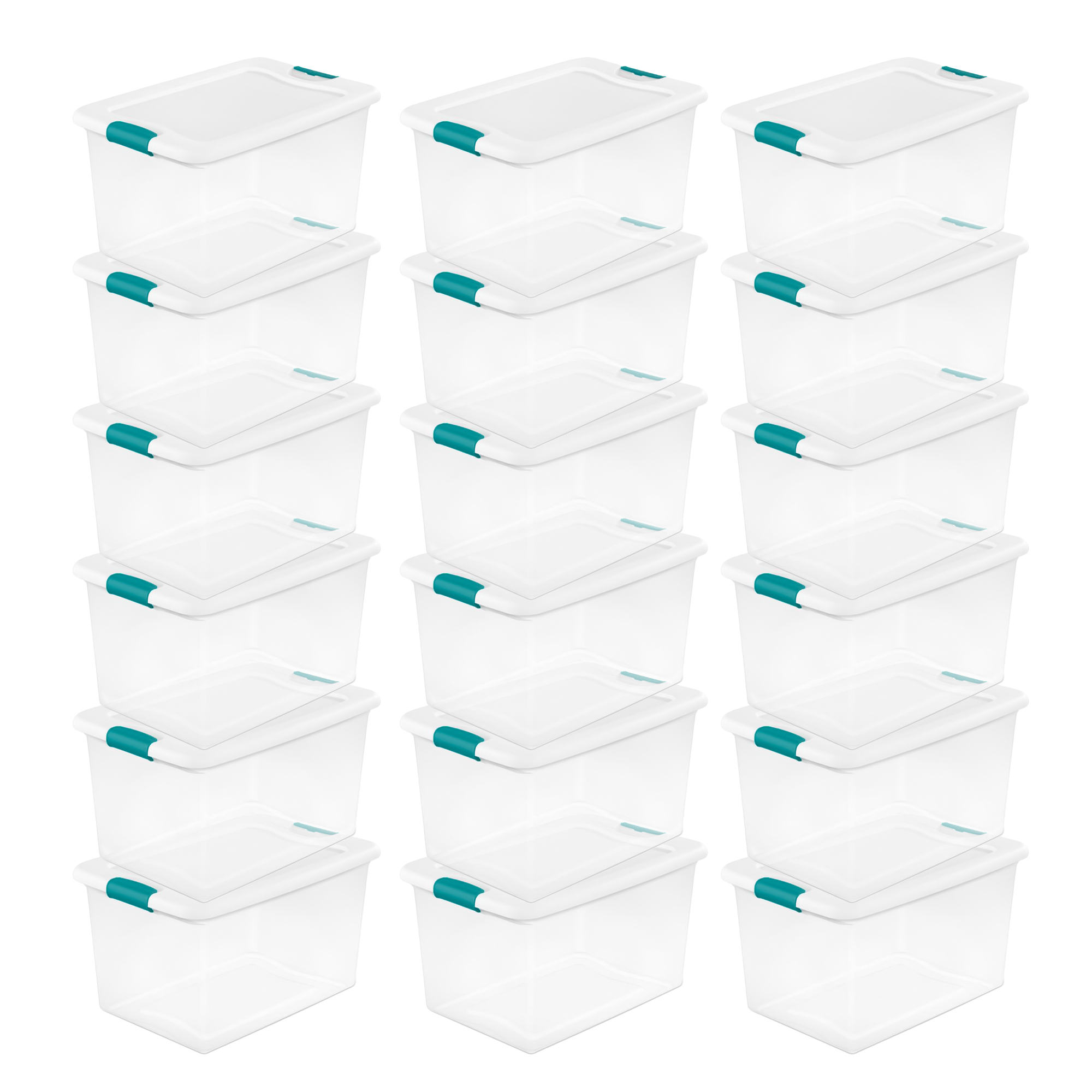 Sterilite 64 Quart Clear Plastic Storage Bin with White Latch Lid, 18 Pack - image 1 of 11