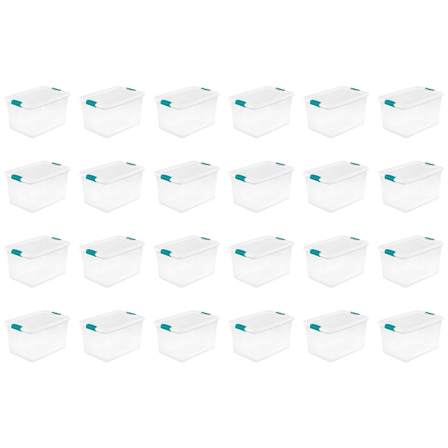 Sterilite 64 Quart Clear Plastic Storage Bin with White Latch Lid, 24 ...