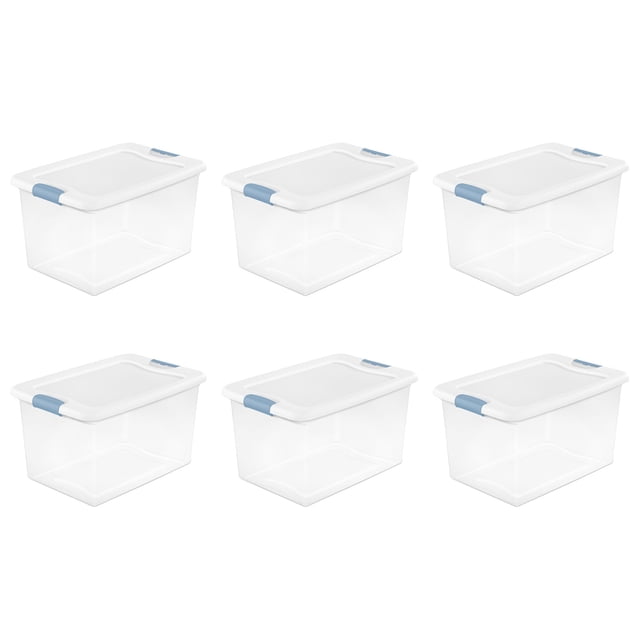 Sterilite 64 Quart Stackable Clear Plastic Storage Bins (6 Pack) with ...