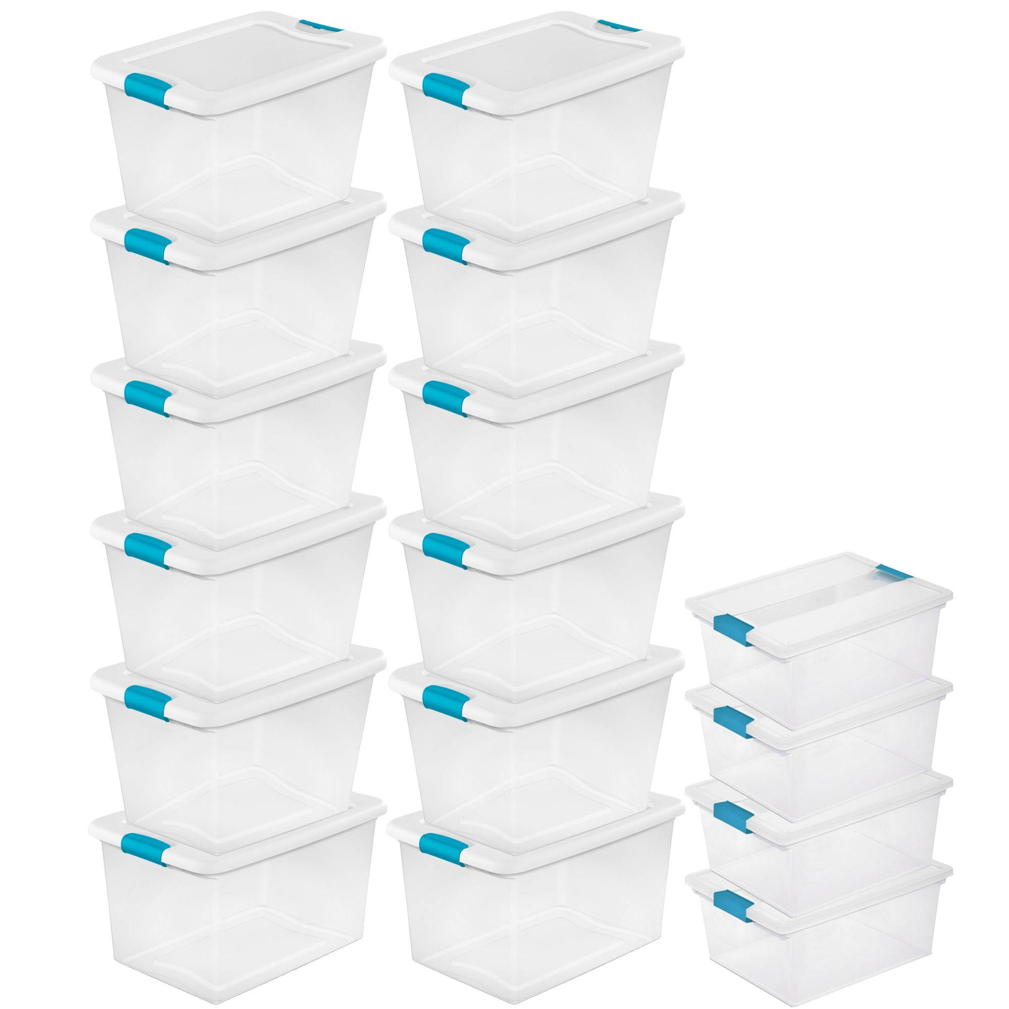 Sterilite 16 Qt Clear Stacking Storage Drawer Container (6 Pack) + 6 Qt (6  Pack)