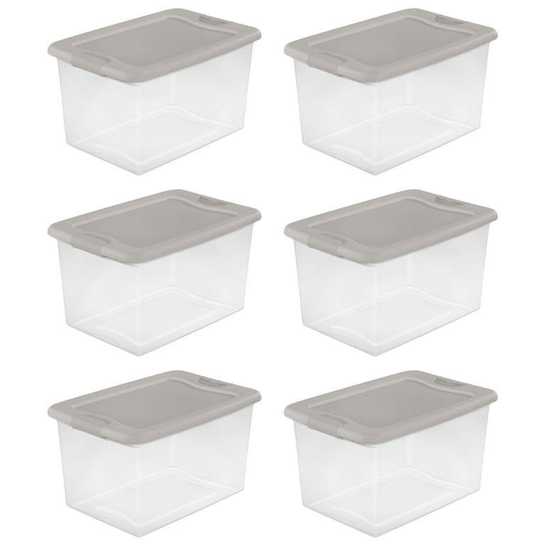 Minekkyes 6-Pack Home Storage Bins, Plastic Container, Latching Box with  Handle (Grey handle)