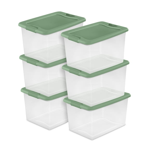 Sterilite 64 Quart Latching Storage Container Tote, Crisp Green (6 Pack)