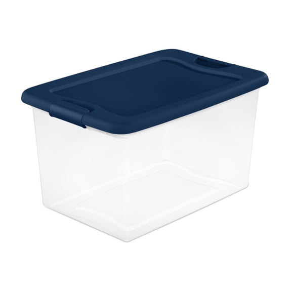 Sterilite 64 Quart Latching Storage Container Tote, Marine Blue, 24 Pack