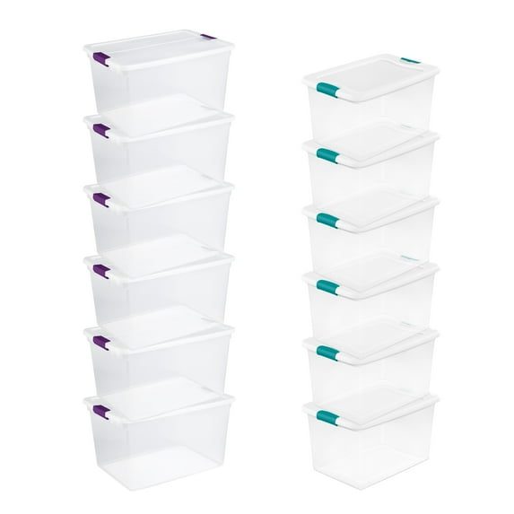 Sterilite 64 Quart Storage Tote, 6 Pack, and 66 Quart Storage Tote, 6 Pack