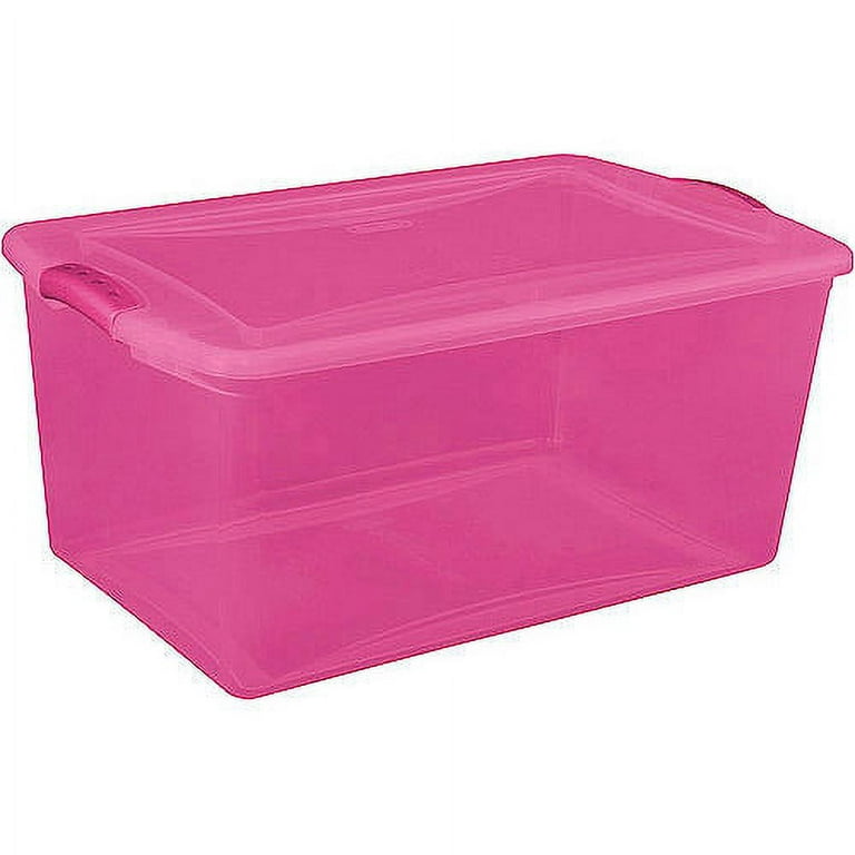 Sterilite 18884X04 Latching Box, 66 qt Capacity, Pink, 24