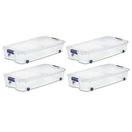 Sterilite 66 Qt. Ultra™ Storage Box Plastic, Stadium Blue, Set of 4