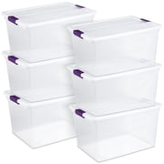 Sterilite Latching Storage Container Tote - Clear Plastic - 6 Pack, 66 Quart