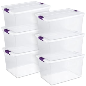 Sterilite Latching Storage Container Tote - Clear Plastic - 6 Pack, 66 Quart