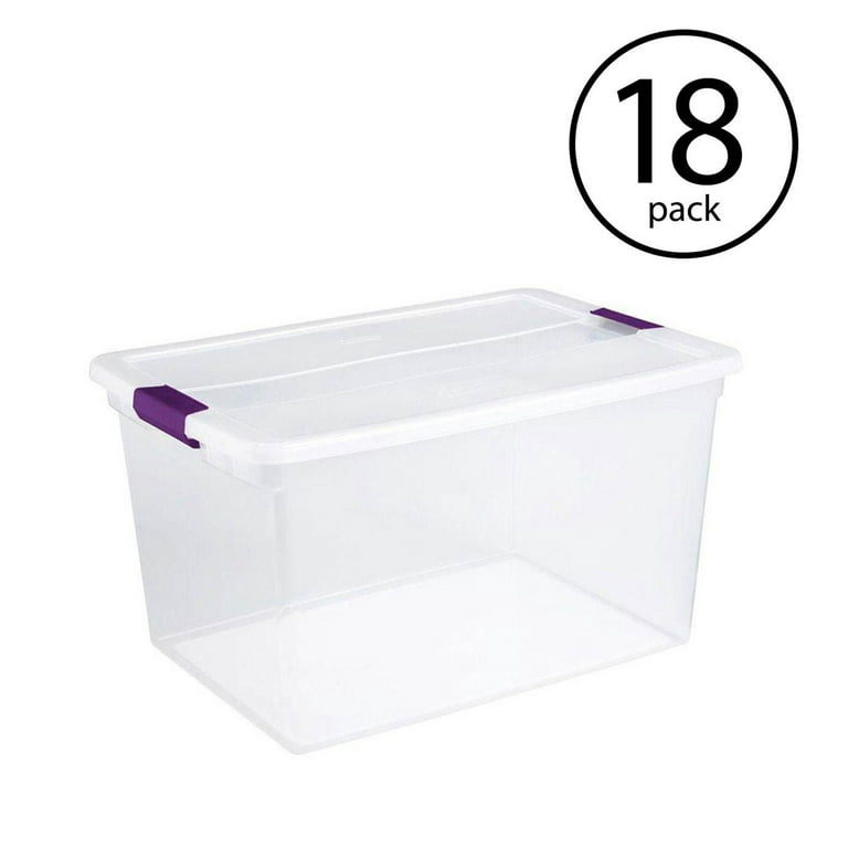 Sterilite 66 Quart ClearView Storage Tote Container with Latching Lid, (18  Pack) 