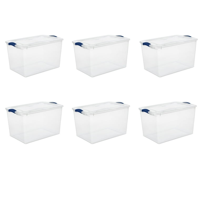 Sterilite 66 Qt. Latch Box Storage Bins, Plastic, Stadium Blue