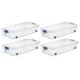 thumbnail image 1 of Sterilite 66 Quart Wheeled Latch Box, Clear Underbed Storage Bin with Lid, Blue, 4 Count, 1 of 11