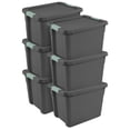 thumbnail image 1 of Sterilite 6Pk 12Gal Latch Tote Stackable Storage Container, Gray/Green, 1 of 11