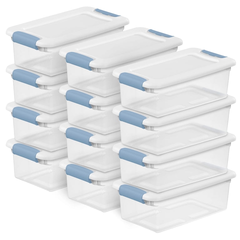 Sterilite 6Qt Plastic Storage Containers, Stackable with Latching