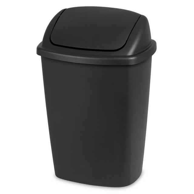 Sterilite 7.5 Gallon SwingTop Trash Can, Plastic, Kitchen, Black Trash