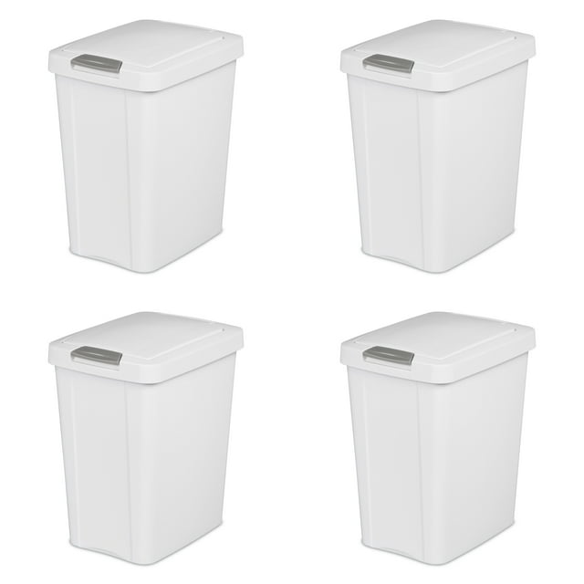 Sterilite 7.5 Gal. TouchTop™ Wastebasket Plastic, White, Set of 4