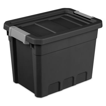 Sterilite 7.5 Gallon Industrial Storage Totes w/ Latch Lids, Black (6 Pack)