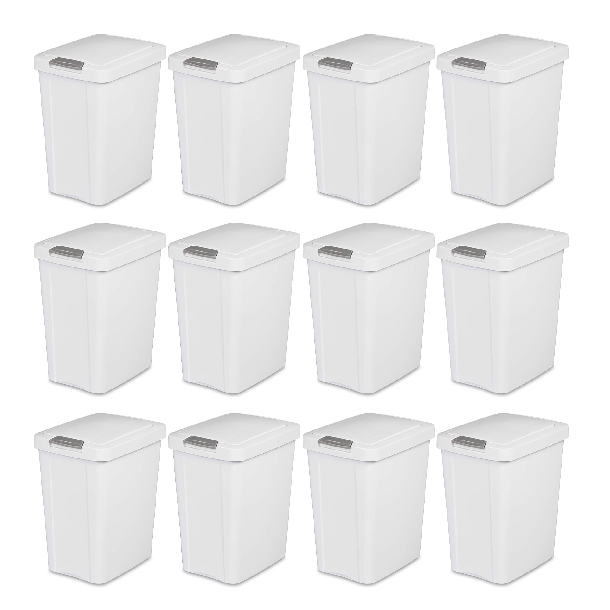 Sterilite 7.5 Gallon TouchTop Wastebasket w/ Titanium Latch, White 12 Ct