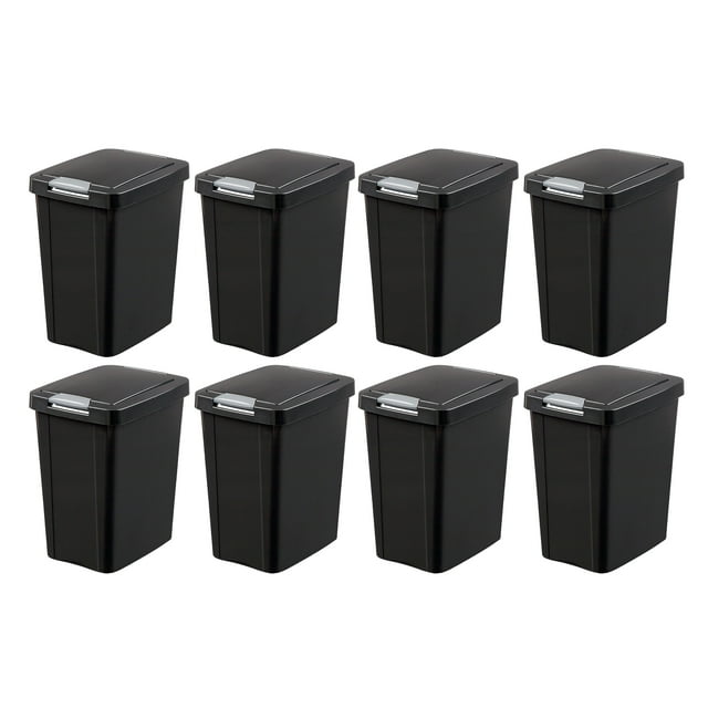 Sterilite 7.5 Gallon TouchTop Wastebasket with Titanium Latch, (8 Pack
