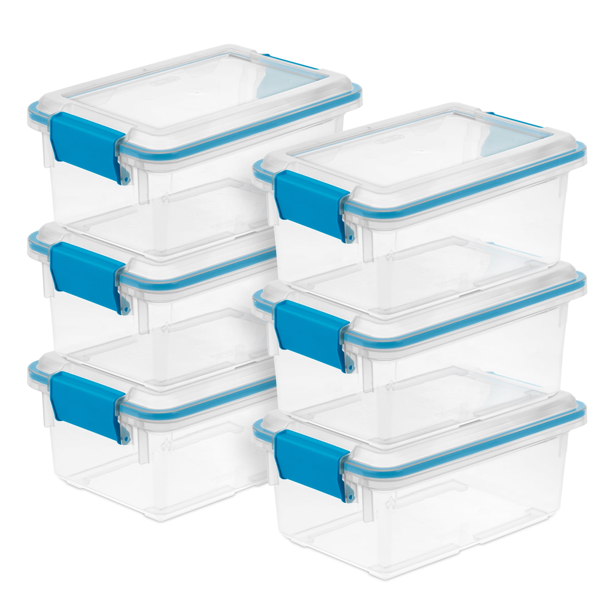 Sterilite 7.5 Quart Clear Plastic Storage Containers, Latching