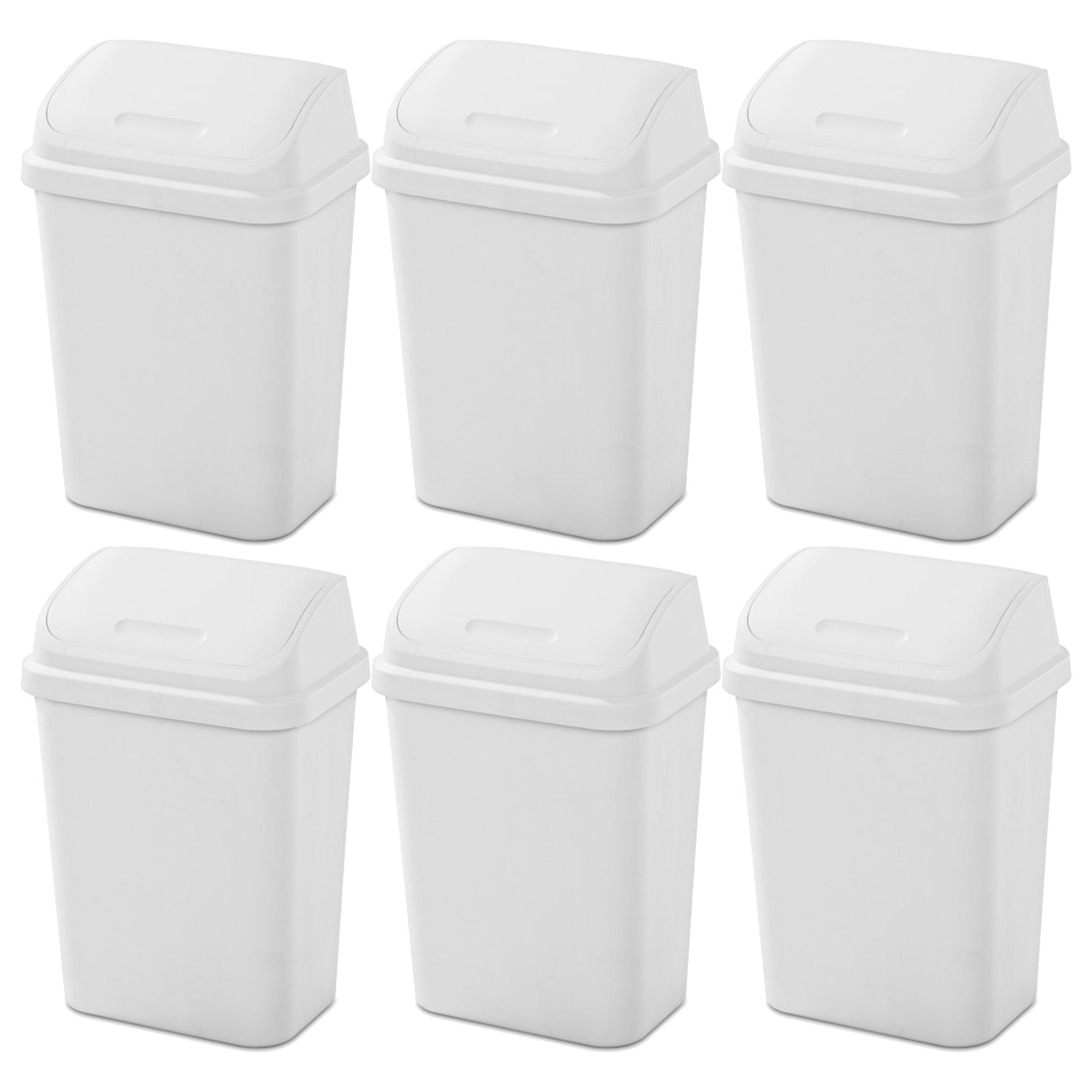 Sterilite 7.8 Gallon SwingTop Kitchen Wastebasket Trash Can, White (6