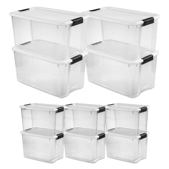 Sterilite 70-Qt 4-Pk & 30-Qt 6-Pk Clear Plastic Stackable Storage Bin w/Lid