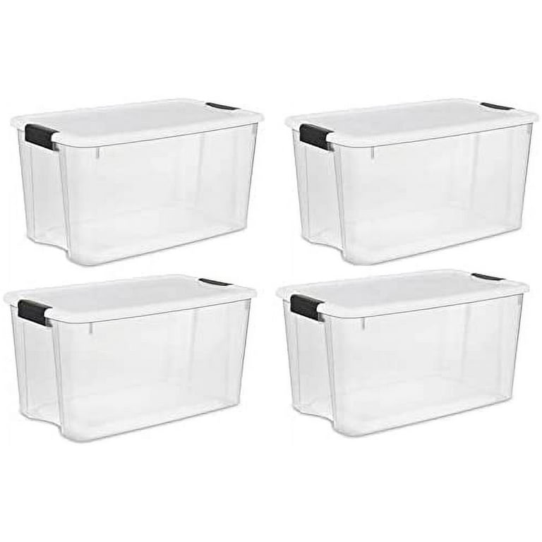 70 Qt deals Clear Plastic Stackable Storage Bin w/White Latching Lid Organizing