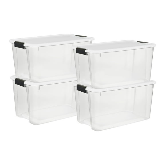 Sterilite 70 Qt Plastic Stackable Storage Bin with Latching Lid, (4 Pack)