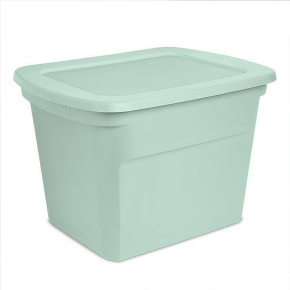 Sterilite 8 Pack 18 Gal Tote, Stackable Storage Bin w/ Lid, Mindful Mint