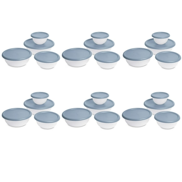 Sterilite 8 Piece Covered Bowl Set, Four Sizes with Lids, For Prep, Serve & Store, Light Blue, Pack of 6