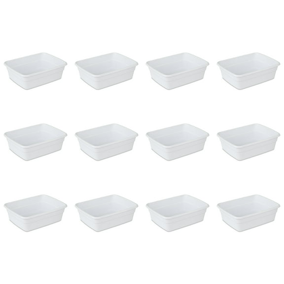 Sterilite 8 Qt. Dishpan Plastic, White, Set of 12
