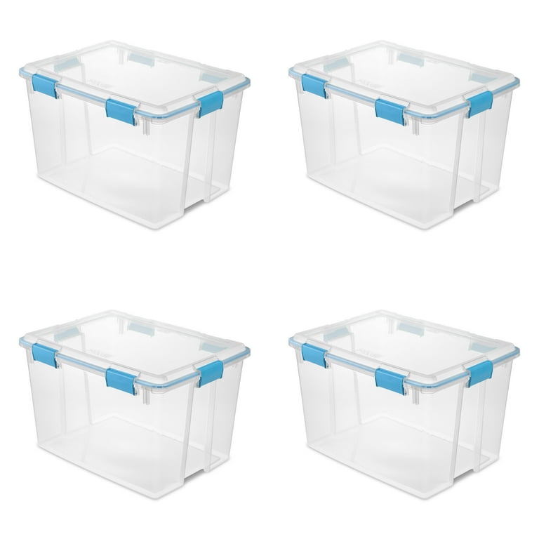 Sterilite 54 Qt. Gasket Box Plastic, Blue Aquarium, Set of 4