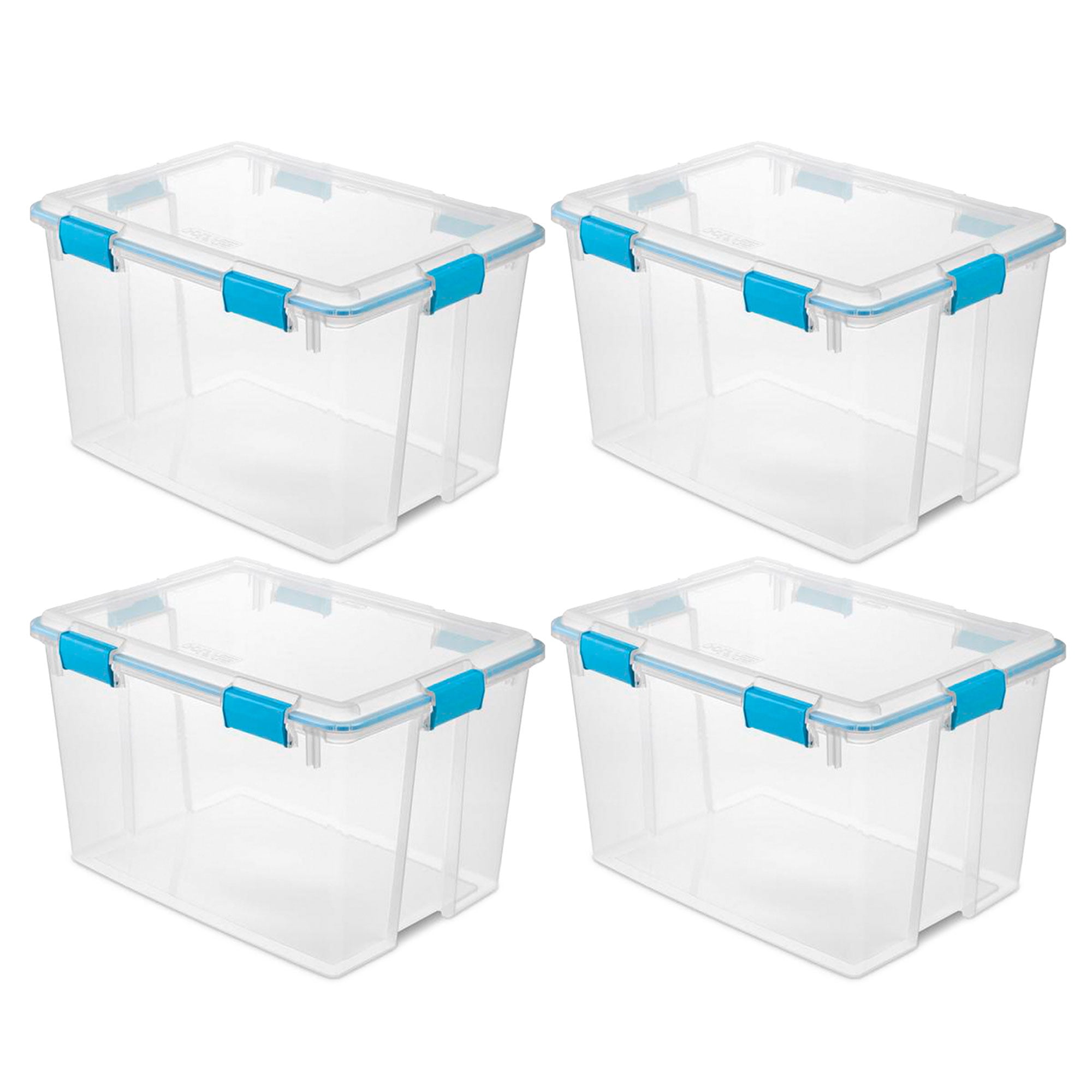 45 Quart Plastic Storage Box with Buckles, Pearl, Set of 4,Strong