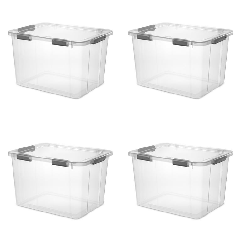 17 Quart Snap Top Clear Plastic Storage Box, Gray, Set of 8