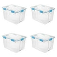 thumbnail image 1 of Sterilite 80 Quart Gasket Box, Weather-Resistant Clear Storage Bin with Lid, Blue, 4 Count, 1 of 14