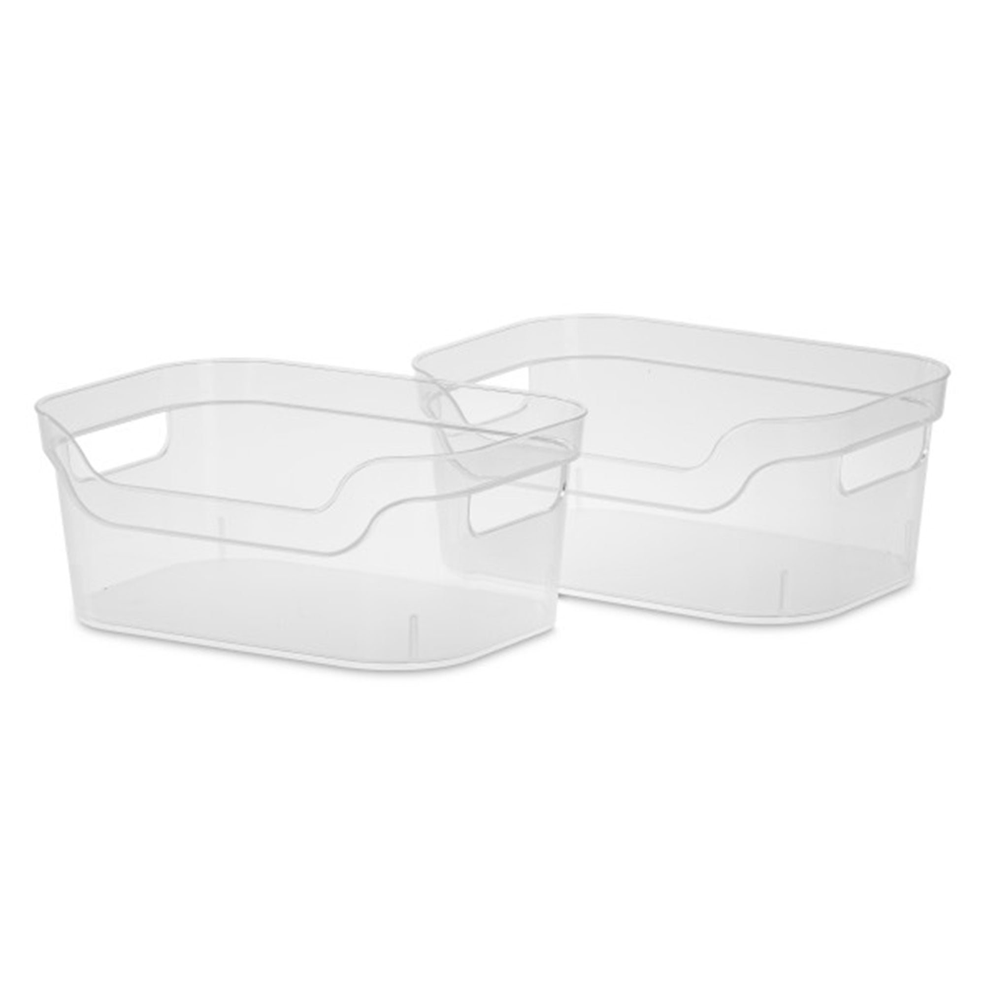 Clear Plastic Stackable Rectangle Storage Bins with Carry Handles, 16 Pack