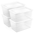 thumbnail image 1 of Sterilite 90 Qt Storage Box, Stackable Plastic Container, Home Organizer, White, 4 Pack, 1 of 8