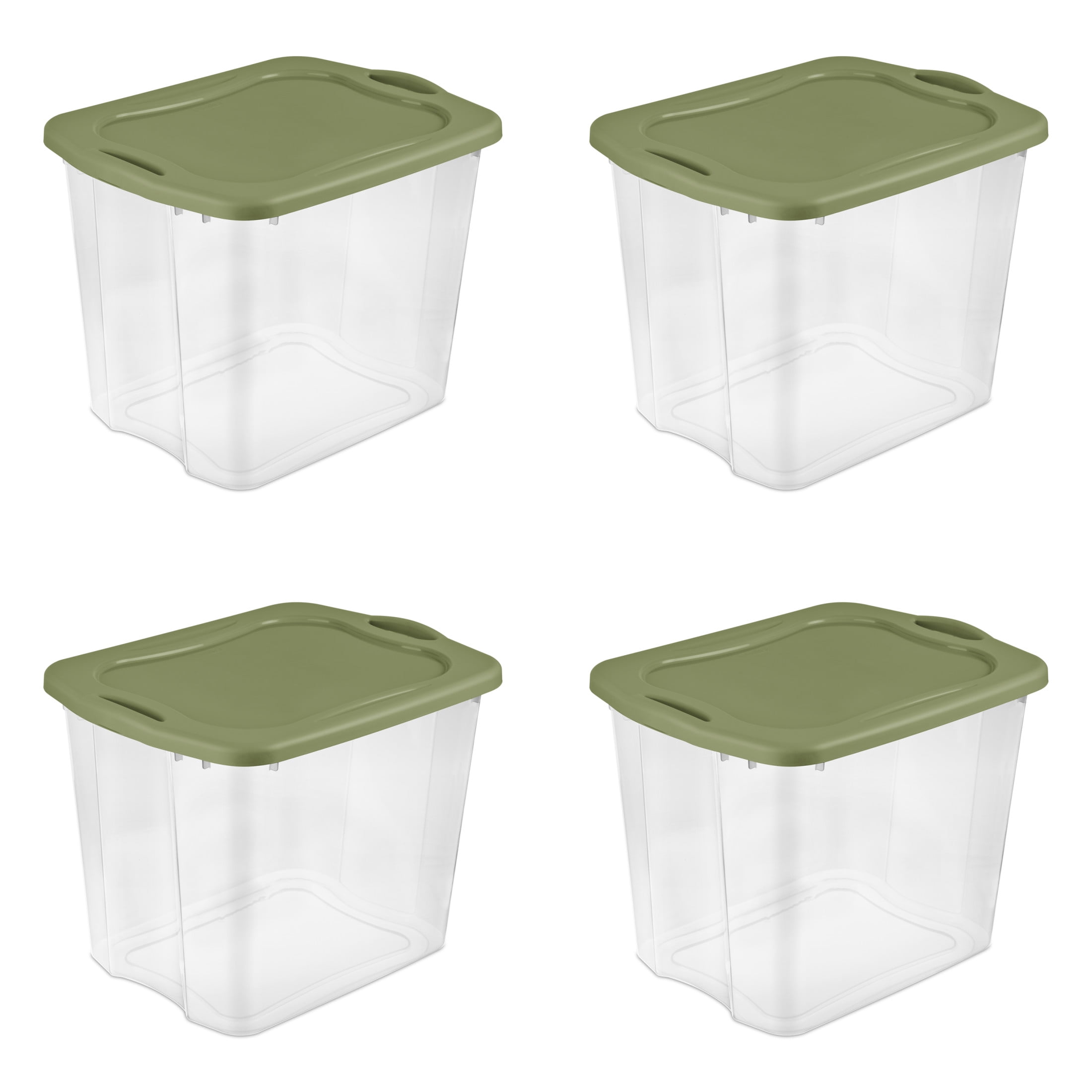 Sterilite Large EZ Carry Storage Bin, 95 Quart Clear Plastic Storage Container with Full-Grip Handles, Green, 4 Pack