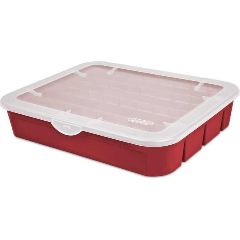 Sterilite Red Holiday Ornament Adjustable Storage Container Organizer Case-  H