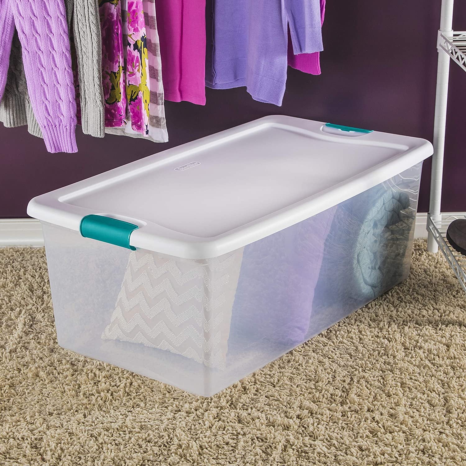 Sterilite Latching Box, 106 Qt./100 L Modern Space-Saving Shape, Clear ...