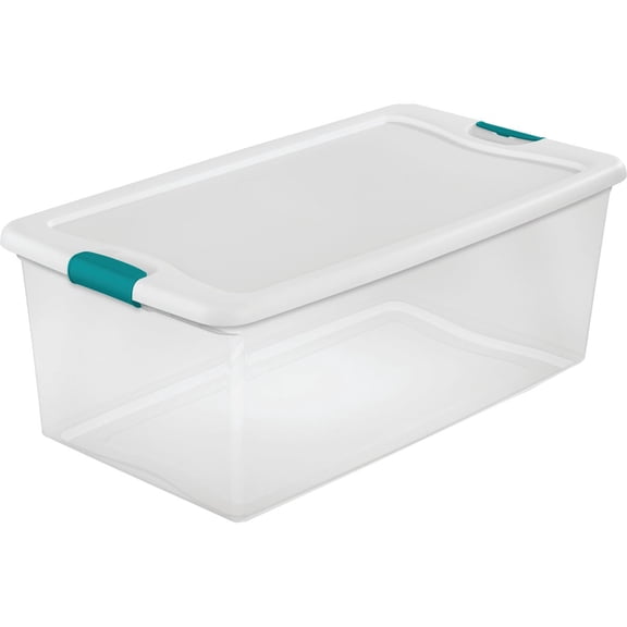 Sterilite Adult Stackable 106 qt Latching Box, White, 4 Count