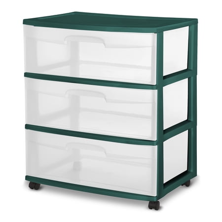 Sterilite Wide 3 Drawer Cart Teal Rain